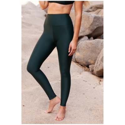 Inaska Damen vegan Leggings High Waist Chill Nature DunkelgrÃ¼n