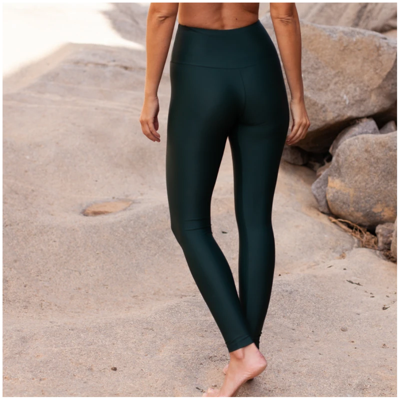 Inaska Damen vegan Leggings High Waist Chill Nature DunkelgrÃ¼n