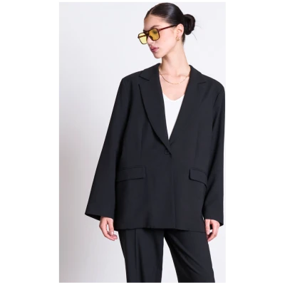 JAN 'N JUNE Damen vegan Blazer Mit Geschlitztem RÃ¼cken Jels Schwarz