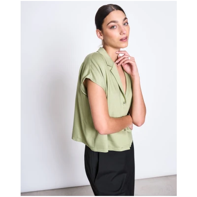 JAN 'N JUNE Damen vegan Bluse Tierra Blass Olive GrÃ¼n