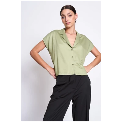 JAN 'N JUNE Damen vegan Bluse Tierra Blass Olive GrÃ¼n