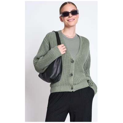 JAN 'N JUNE Damen vegan Chunky Cardigan Lena Sea Spray GrÃ¼n