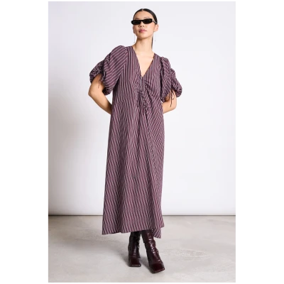 JAN 'N JUNE Damen vegan Maxikleid Dans Cherry Lacquer/Weiß