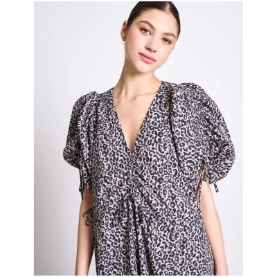 JAN 'N JUNE Damen vegan Maxikleid Dans Leo Print
