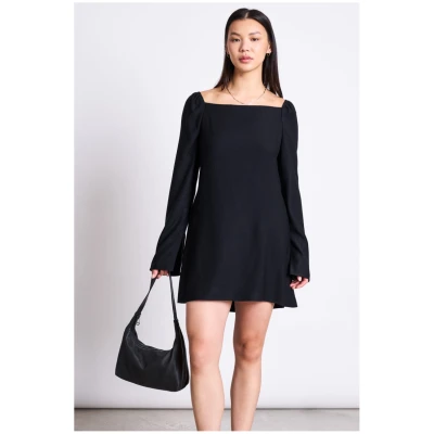 JAN 'N JUNE Damen vegan Minikleid Quadratischer Ausschnitt Glad Schwarz
