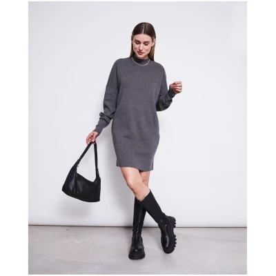 JAN 'N JUNE Damen vegan Strickkleid Nuna Dunkelgrau