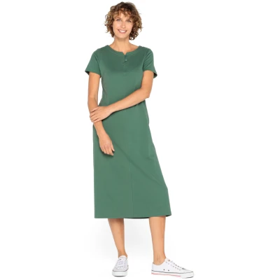 Jerseykleid lang aus reiner Bio-Baumwolle, lorbeer 38