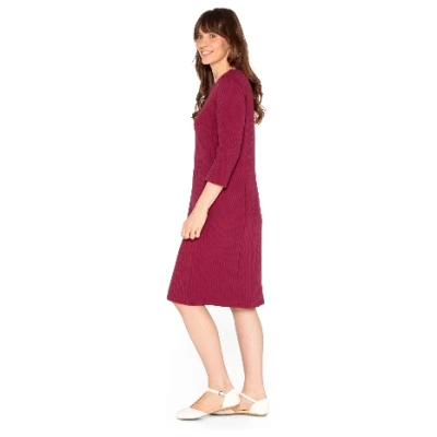 Jerseykleid mit Wabenstruktur aus Bio-Baumwolle, cassis 36