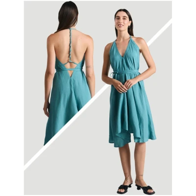 Kleid Multiposition Short Viscose Linen