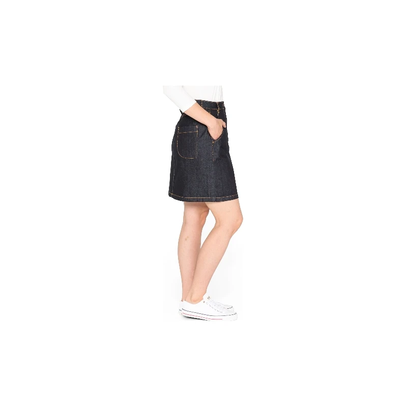 Kurzer Jeansrock mit Kontrastnähten aus reiner Bio-Baumwolle, jeansblau 36