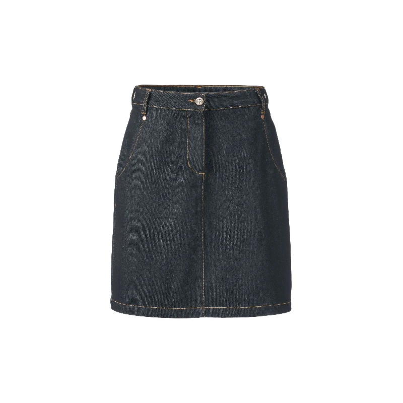 Kurzer Jeansrock mit Kontrastnähten aus reiner Bio-Baumwolle, jeansblau 36