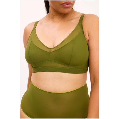 Understatement Damen vegan Support Bralette Mesh Olive