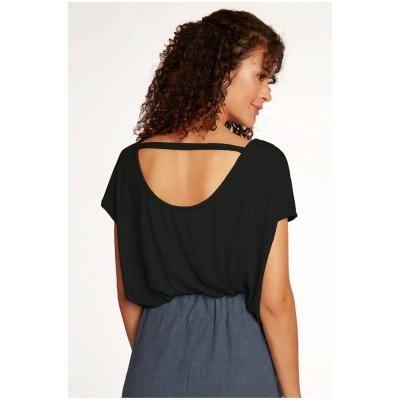 WiDDA Damen vegan T-Shirt RÃ¼ckenfreies Fari Schwarz