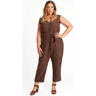 Widda Damen vegan Jumpsuit Enibas Taupe Braun