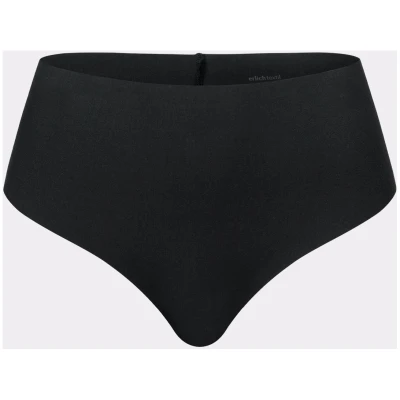 erlich textil Casual Cotton High Waist Brazil String für Frauen aus Baumwolle (aus kontrolliert biologischem Anbau) in schwarz