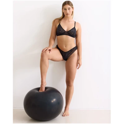erlich textil Iconic Lace Brazil String für Frauen aus Polyamid (teilw. abbaubar) in schatten schwarz