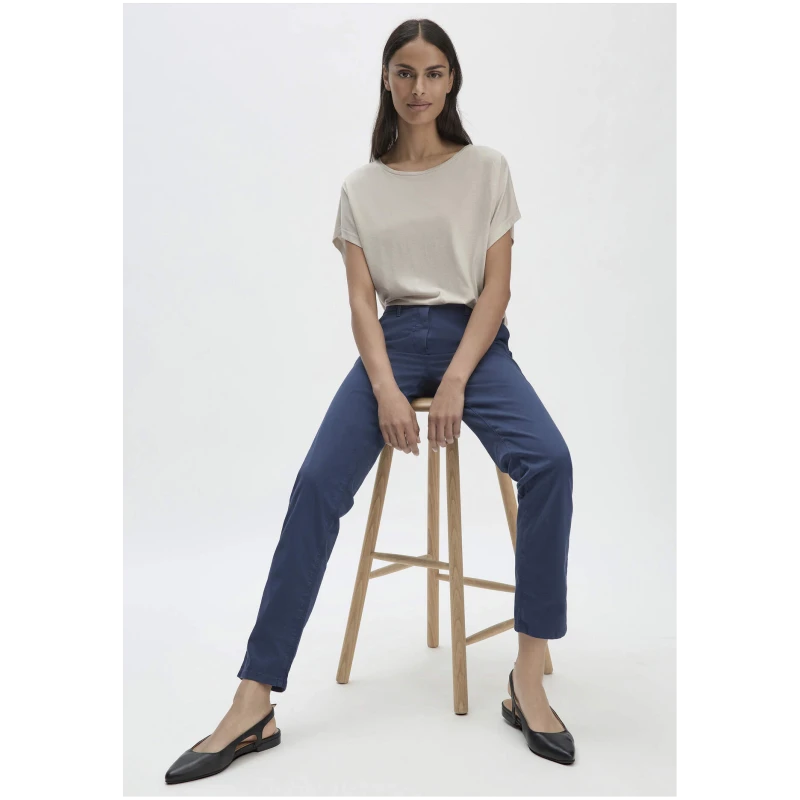 hessnatur Damen Chino Straight Leg Regular aus Bio-Baumwolle - blau - Größe 36
