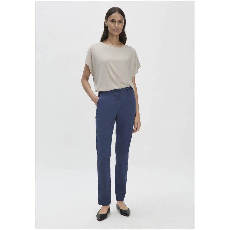 hessnatur Damen Chino Straight Leg Regular aus Bio-Baumwolle - blau - Größe 36