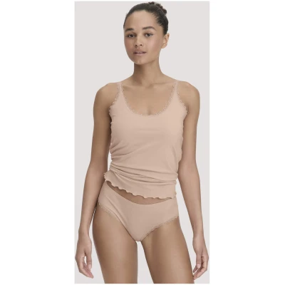 hessnatur Damen Panty COTTON FELLING LACE aus Bio-Baumwolle - rosa - Größe 34