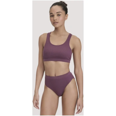 hessnatur Damen Slip High Waist SOFT RIB aus Bio-Baumwolle - lila - Größe 34