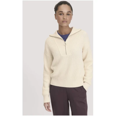 hessnatur Damen Strick Troyer Relaxed aus Bio-Baumwolle - beige - Größe L
