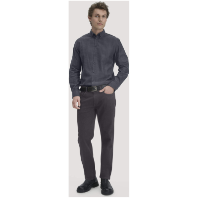 hessnatur Herren Flanell Hemd Regular aus Bio-Baumwolle mit TENCEL™ Lyocell - grau - Größe L41/42