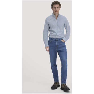 hessnatur Herren Oxford Hemd Regular aus Bio-Baumwolle - blau - Größe L (41/42)