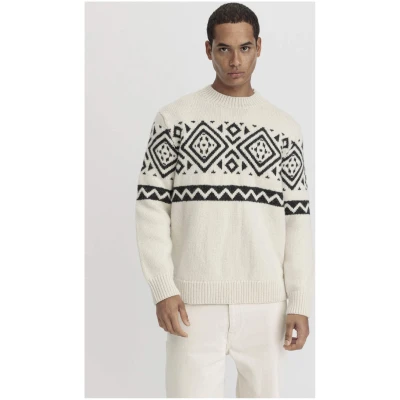 hessnatur Herren Pullover Jacquard aus Schurwolle - natur - Größe 50