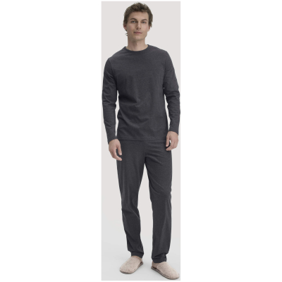 hessnatur Herren Pyjama PURE COTTON aus Bio-Baumwolle - grau - Größe 46