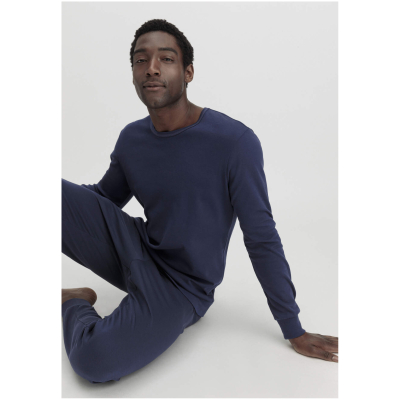 hessnatur Herren Pyjama PURE NATURE aus Bio-Baumwolle - blau - Größe 46