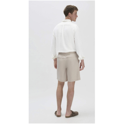 hessnatur Herren Shorts Relaxed aus Bio-Baumwolle mit Leinen - beige - Größe 30