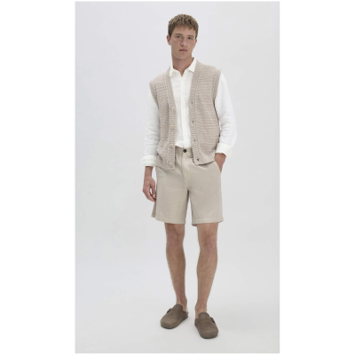 hessnatur Herren Shorts Relaxed aus Bio-Baumwolle mit Leinen - beige - Größe 30
