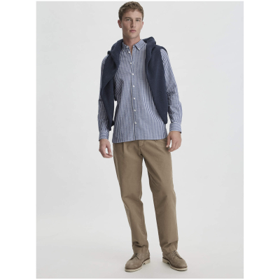 hessnatur Herren Streifen Hemd Regular aus Bio-Baumwolle - blau - Größe XL (43/44)