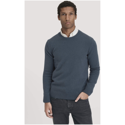 hessnatur Herren Strick Pullover Regular aus Bio-Merinowolle mit Bio-Baumwolle - blau - Größe L