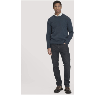 hessnatur Herren Strick Pullover Regular aus Bio-Merinowolle mit Bio-Baumwolle - blau - Größe L