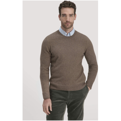 hessnatur Herren Strick Pullover Regular aus Bio-Merinowolle mit Bio-Baumwolle - braun - Größe L