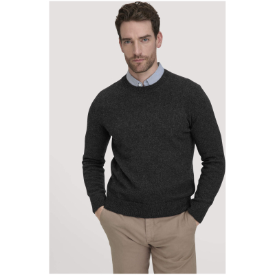 hessnatur Herren Strick Pullover Regular aus Bio-Merinowolle mit Bio-Baumwolle - grau - Größe L