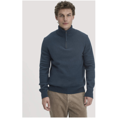 hessnatur Herren Strick Troyer Regular aus Bio-Merinowolle mit Bio-Baumwolle - blau - Größe L