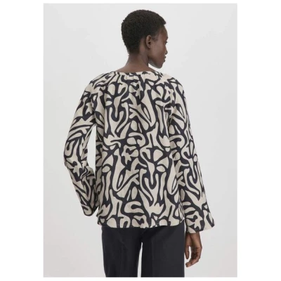 hessnatur Print Bluse Oversize aus reinem Leinen