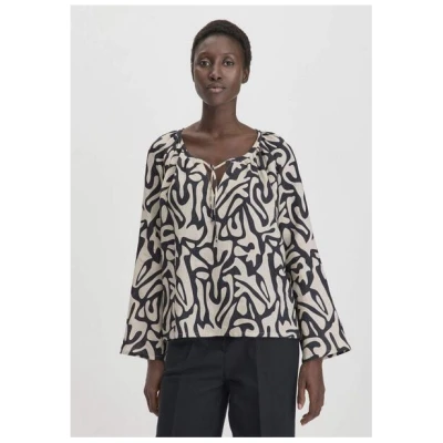 hessnatur Print Bluse Oversize aus reinem Leinen