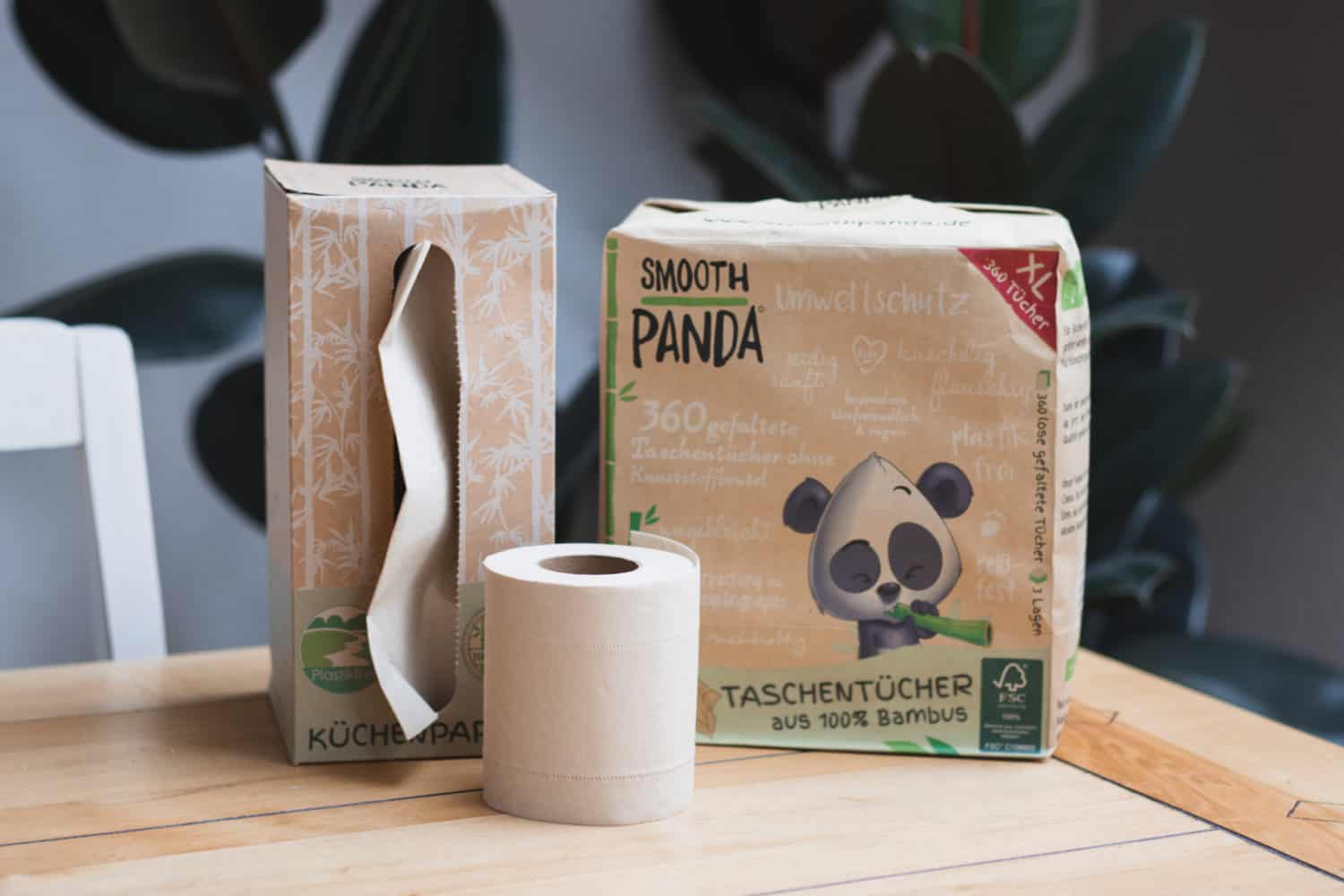 Smooth Panda Kennenlernset mit Küchenpapier, Taschentücher und Klopapier aus Bambus