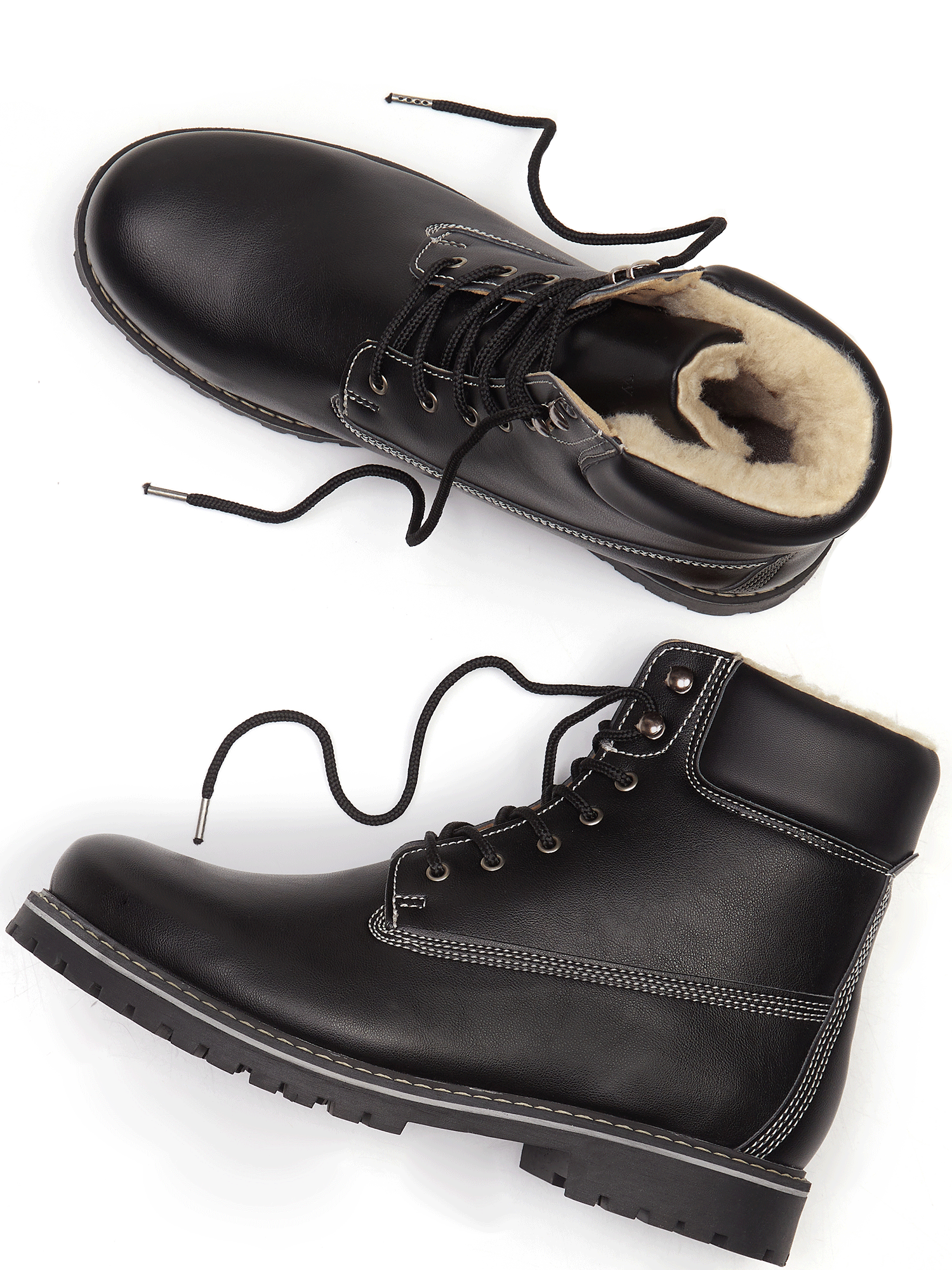 Will's Vegan Store Herren vegan Isolierte Dock Boots Schwarz – Ansicht 2