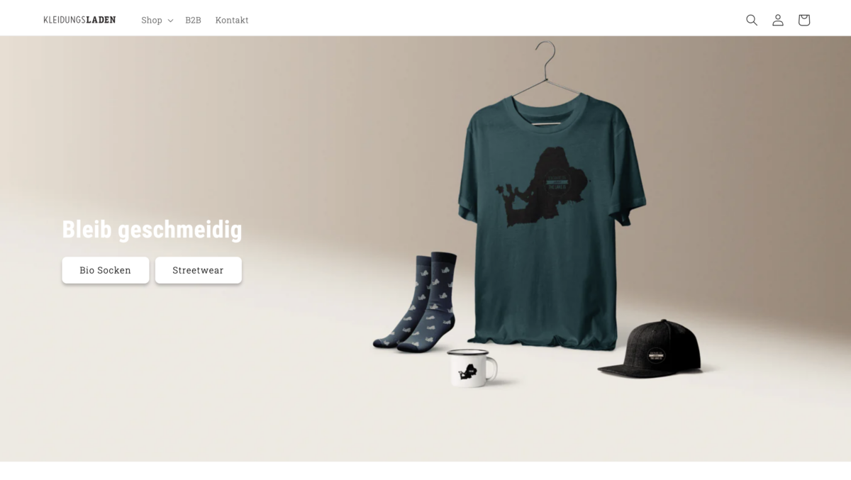 Screenshot der Website Kleidungsladen