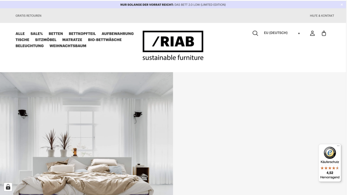 Screenshot der Website Room in a Box