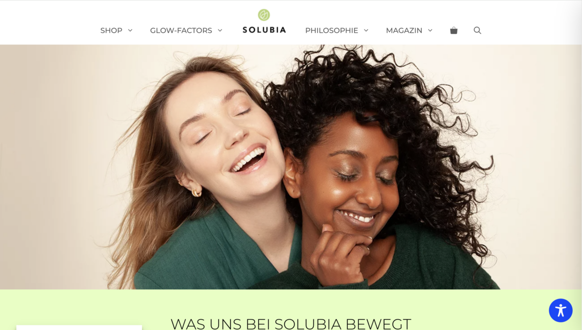 Screenshot der Website Solubia