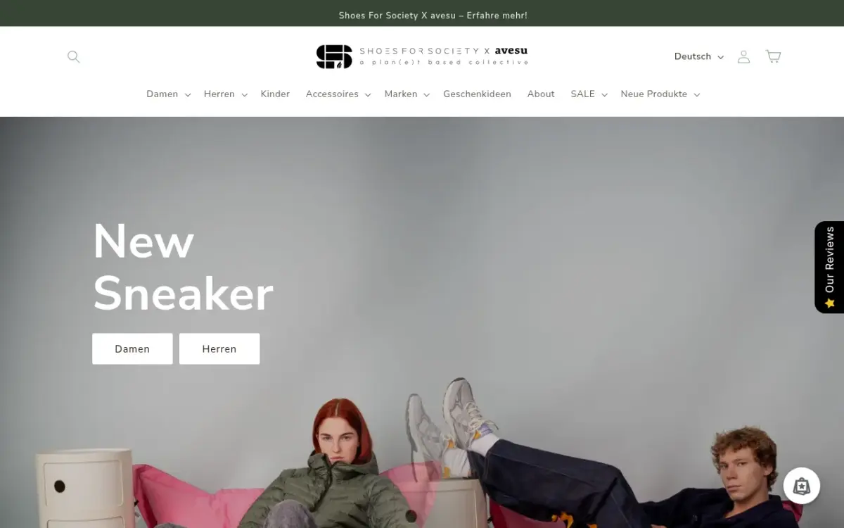 Screenshot der Website avesu