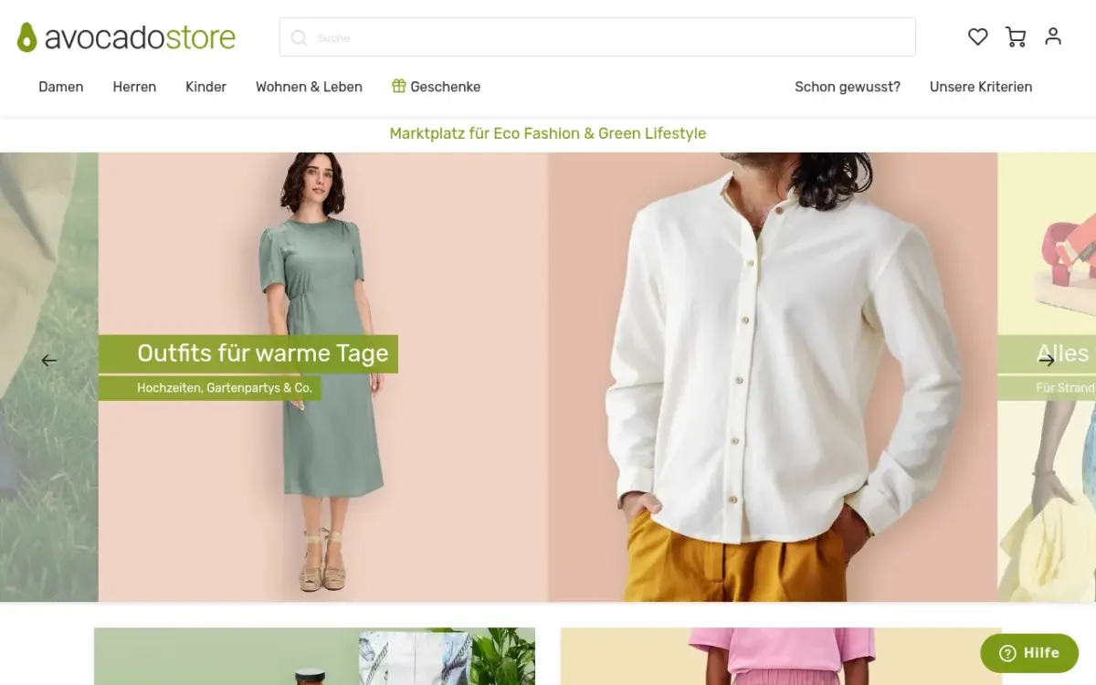 Screenshot der Website avocadostore