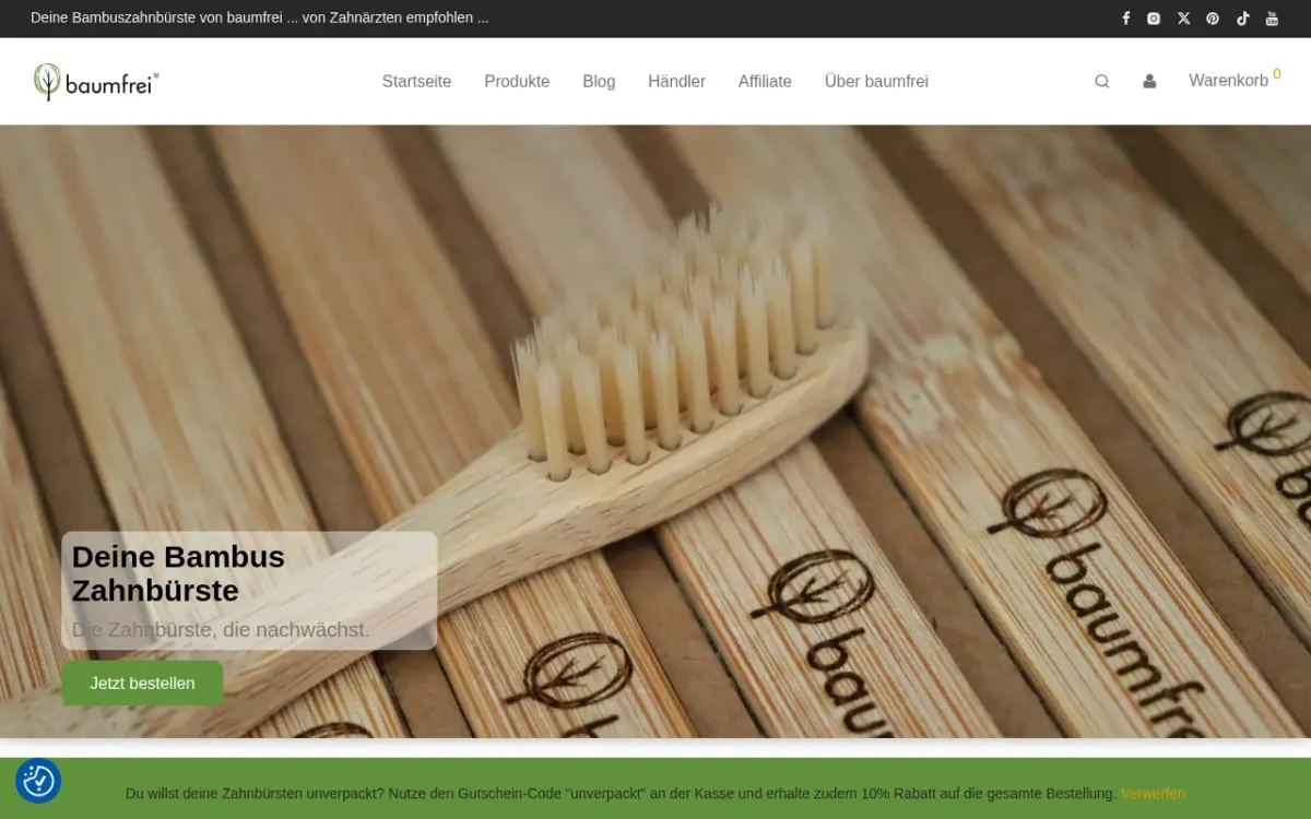 Screenshot der Website Baumfrei