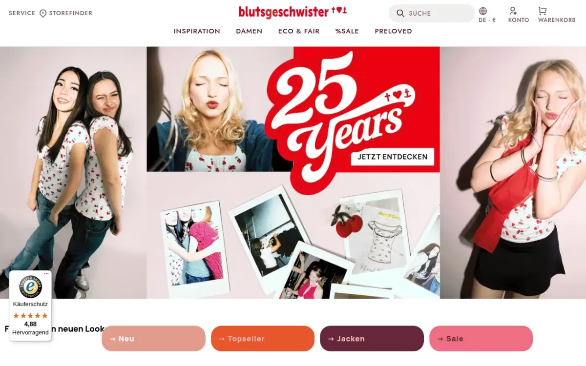 Screenshot der Website Blutsgeschwister