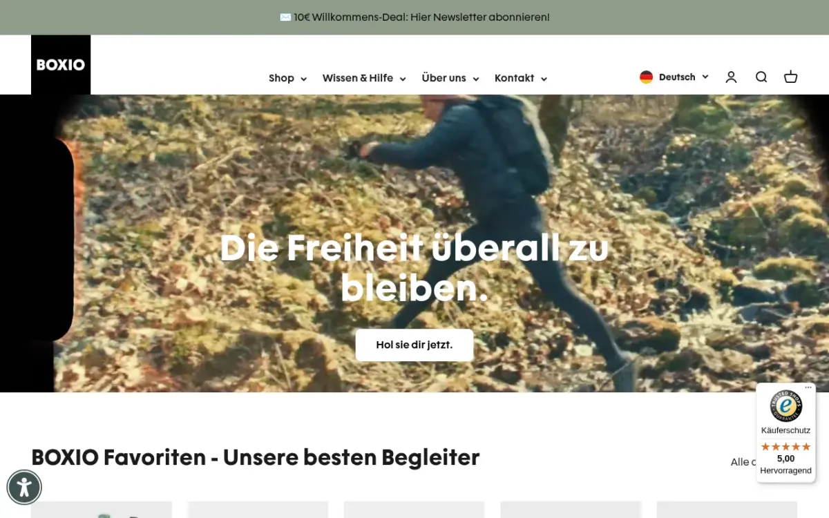 Screenshot der Website BOXIO